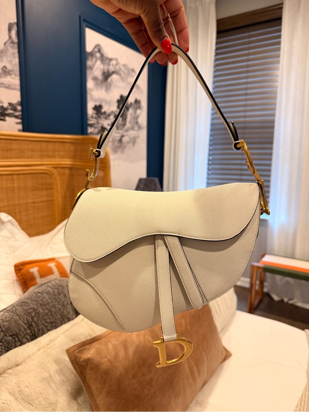 Dior Cream Saddle Shoulder Bag with Gold D Charm